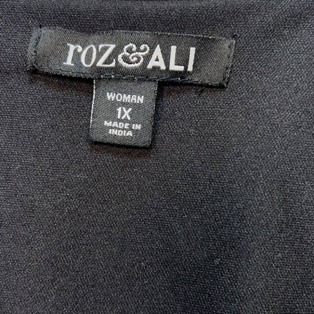 Roz & Ali Womens Floral Shift Dress Size 1X Black Bell Sleeve Dress Pullover Y2K - Picture 2 of 12